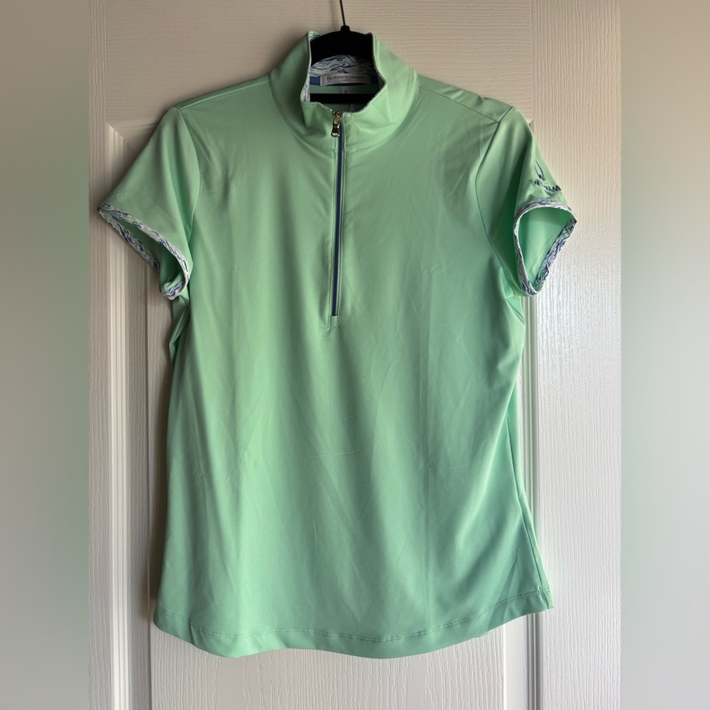 Fairway & Greene Zip Mock neck Golf Top Wigwam Arizona Seafoam women’s medium